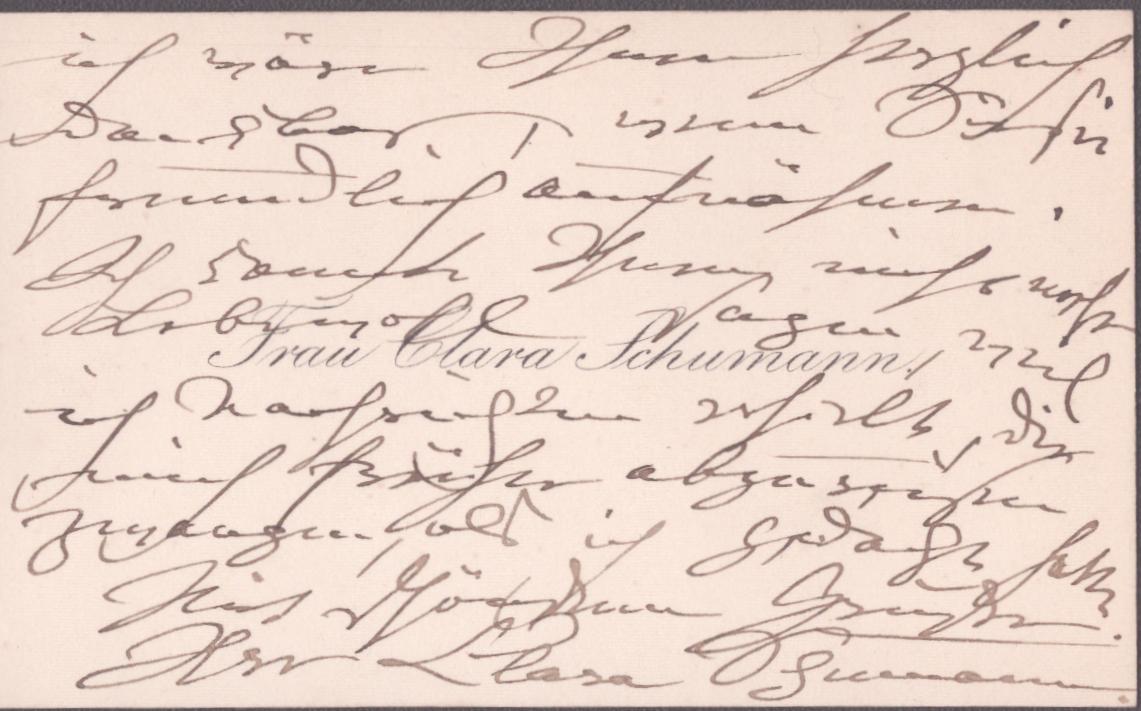 Schumann, Clara - Visiting Card Signed
